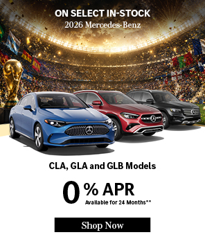 Special offer on 2026 Mercedes-Benz CLA On Select In-Stock 2026 Mercedes-Benz CLA, GLA and GLB Models